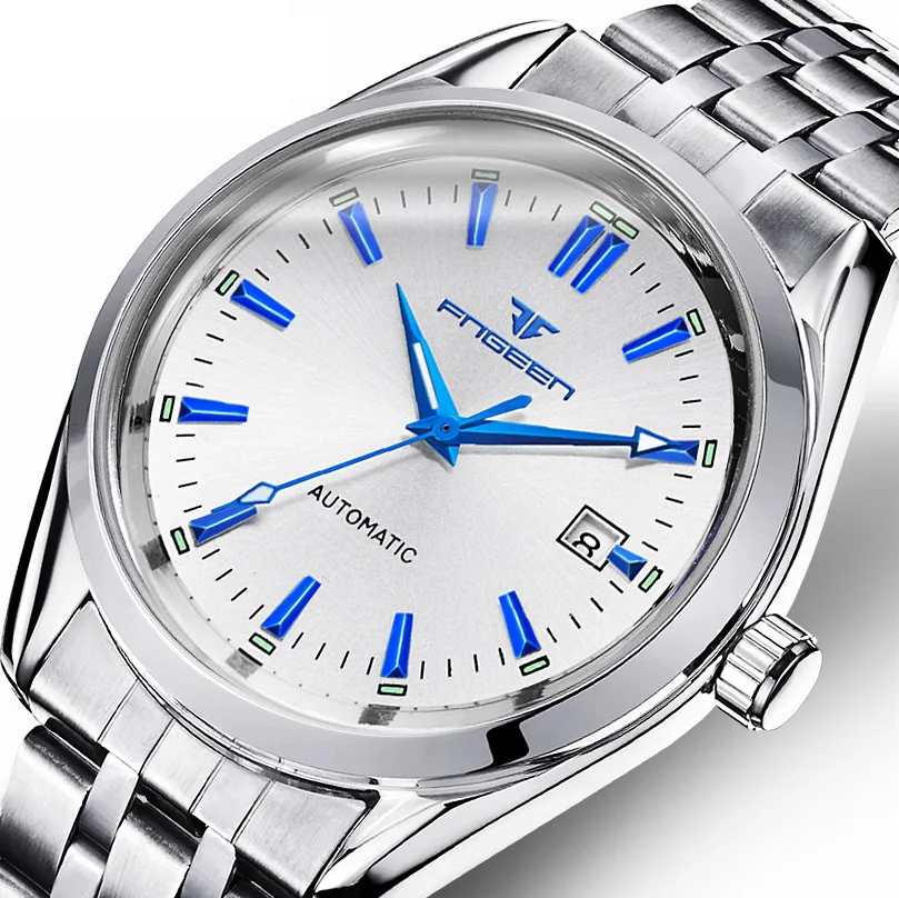 

Men Mechanical Watch Blue Hands With Calendar Date Montre Homme Waterproof Man Automatic Wrist Watch Male Clock