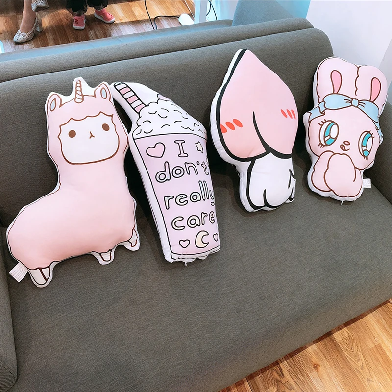 Плюшевая игрушечная Подушка с 3D рисунком 14 видов 45 см единорог кактус кролик утка
