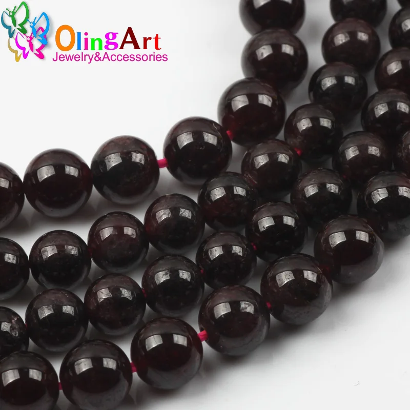 

OlingArt 2019 New AAA 4 6 8 10 12mm Round Garnet Natural Stone Bead Spacer Loose Beads For DIY Bracelet Jewelry making Findings