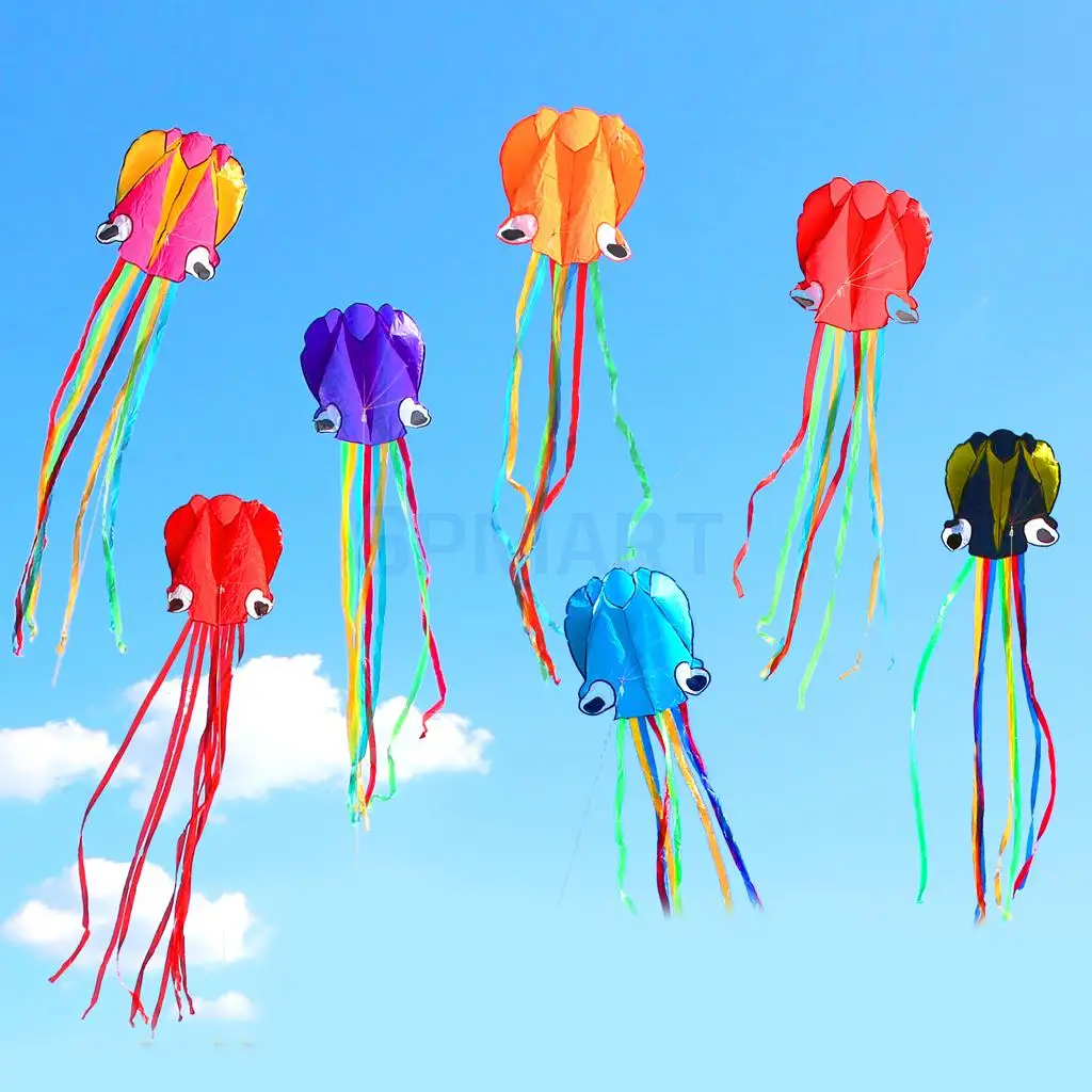 

5Pcs 4m/13ft Frameless Octopus Kite Single Line Stunt Software Power Kite Inflatable and Easy To Fly Kids Outdoor Fun Toys Gifts