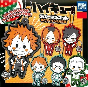 

6 pcs/set Haikyuu!! figure toys anime Haikyuu cosplay karasuno figure pvc phone strap/Keychain pendant free shipping
