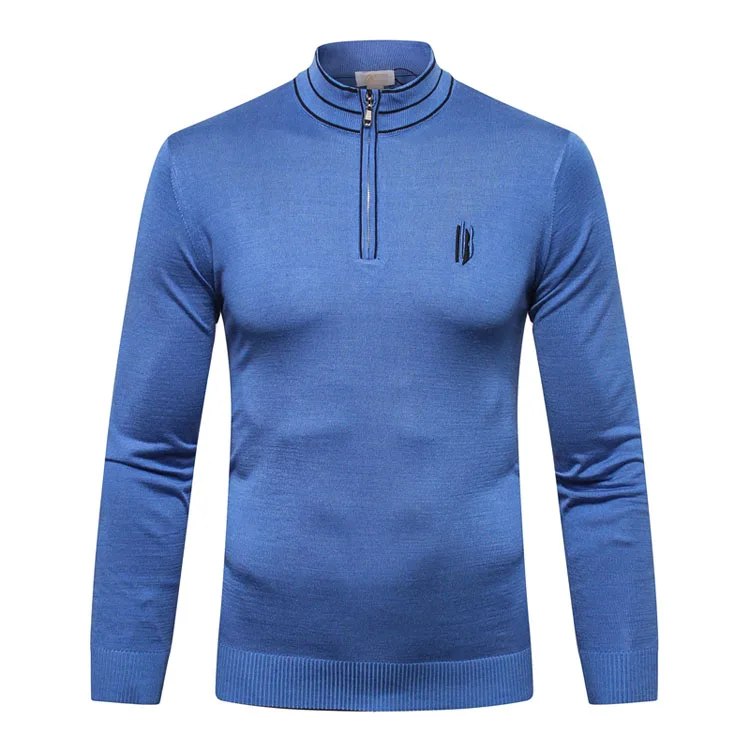 Шерстяной мужской свитер, новинка, Модный зимний теплый повседневный деловой удобный мужской свитер на молнии для фитнеса, большие размеры, M-6XL - Цвет: Light blue