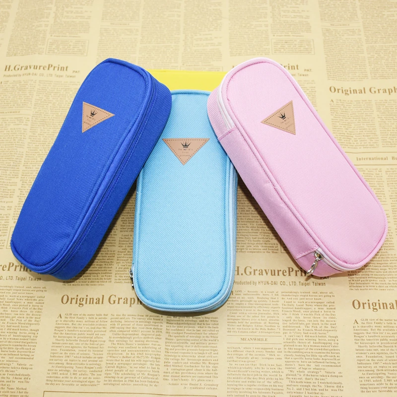 

1pcs kawaii zipper canvas large capacity pencil case quality creative pencil bag school