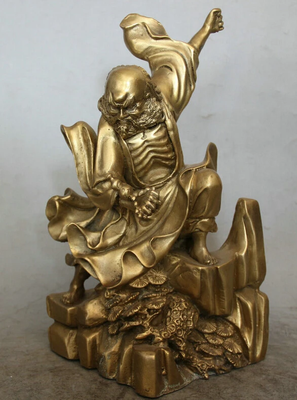 

song voge gem S5860 12" Tibet Buddhsim Brass Stand tree Arhat Damo Bodhidharma Dharma Buddha Statue