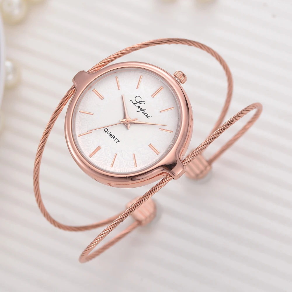 

Unique Fashion Brand Quartz Watch Women Bracelet Ladies Rose Gold Watch female Luxury Double Ring steel band casual Wristwatch