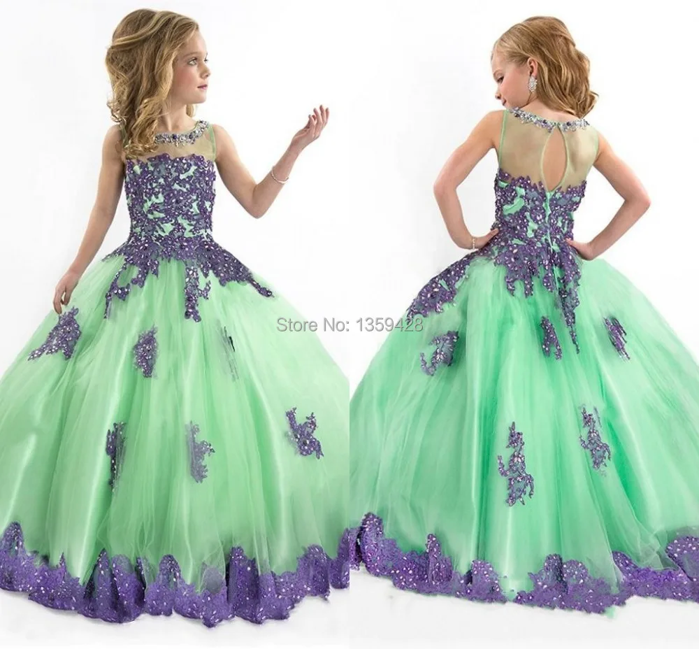 High Quality Sleeveless Scoop First Communion Dresses For Girls Appliques Cute Wedding Flower Ball Gowns Pageant Princes | Свадьбы и