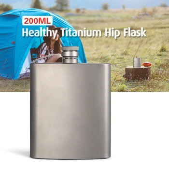 

200ML Titanium Flask Liquor Ultralight Flat Hip Flask Outdoor Camping Picnic Hiking Water Drink Tableware For Outdoor Camping