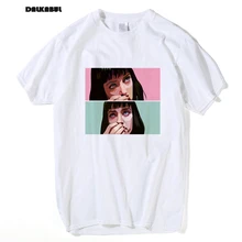 Фильм пульпа фантастика футболка для мужчин ума Турман Мия Уоллес Квентин футболки Тарантино короткий рукав топ одежда 3XL