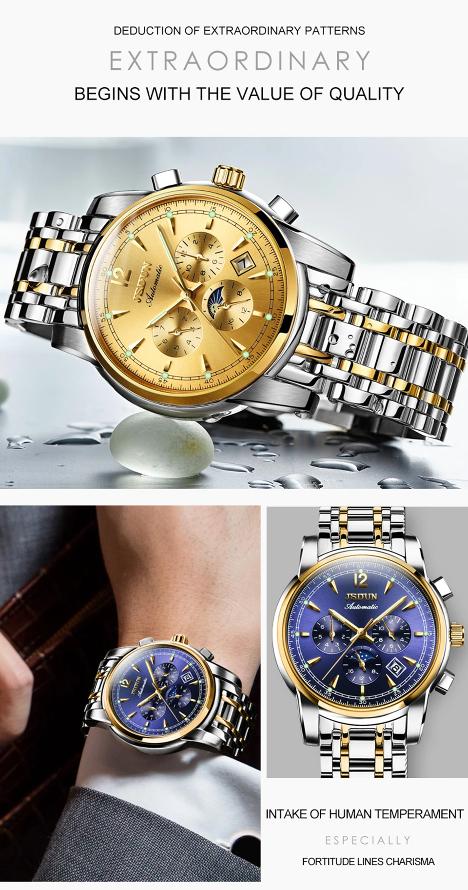 JSDUN механические часы для мужчин водонепроницаемые мужские s часы Топ Бренд роскошные часы Автоматические спортивные наручные часы Relogio Masculino
