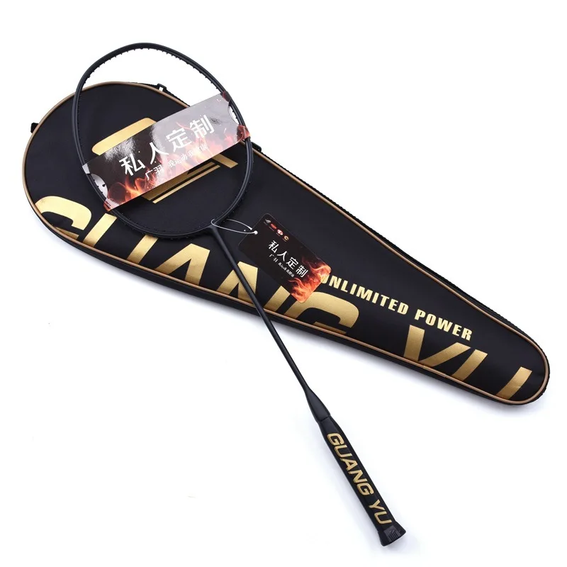 

Smash type 4U badminton racket Genuine carbon fiber 32 pounds offensive professional level violence black raquet