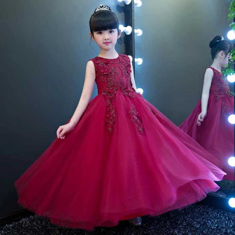 Us 5513 22 Offgirls Party Dress Kids 2019 Flower Lace Children Girls Elegant Ceremonies Wedding Birthday Dresses Teenager Prom Gowns Size 3 15 In