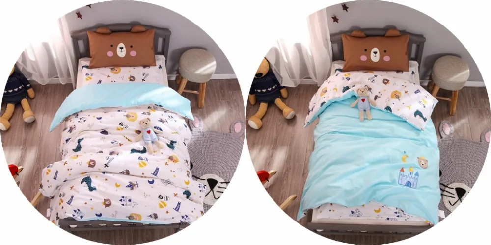 2pcs a set crib bedding set 120x150cm duvet cover 30x50cm pillowcase for baby bed children's bed 100%cotton cute princess style embroidery cartoon design (5)