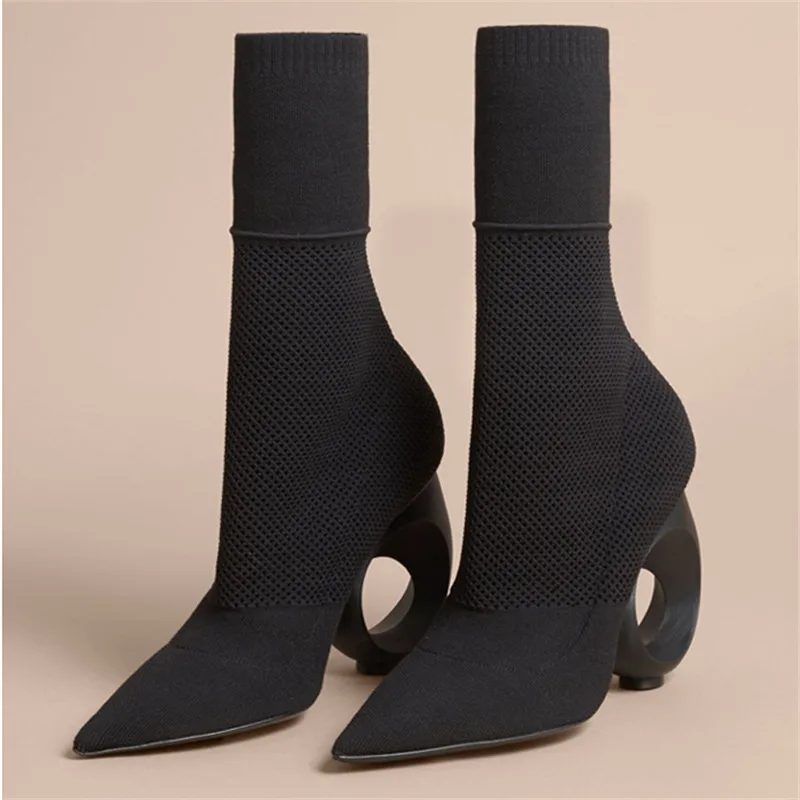 Jady Rose/Новинка года; черные женские ботильоны; дизайнерские сапоги на высоком каблуке с острым носком; эластичные вязаные сапоги-носки; женские туфли-лодочки; обувь на День святого Валентина