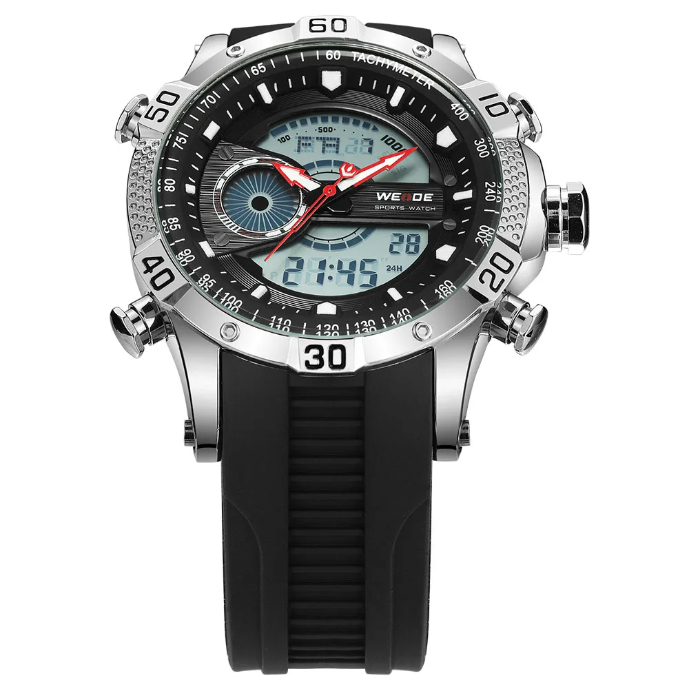 WEIDE Luxury Genuine Analog Watch Sport Men Digital Silicone strap Quartz Watches Waterproof Army Alarm Clock Steampunk Saat