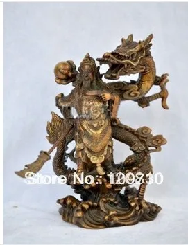 

00209 Chinese Ancient Hero Guan Gong Guan Yu bronze statue*dragon statue