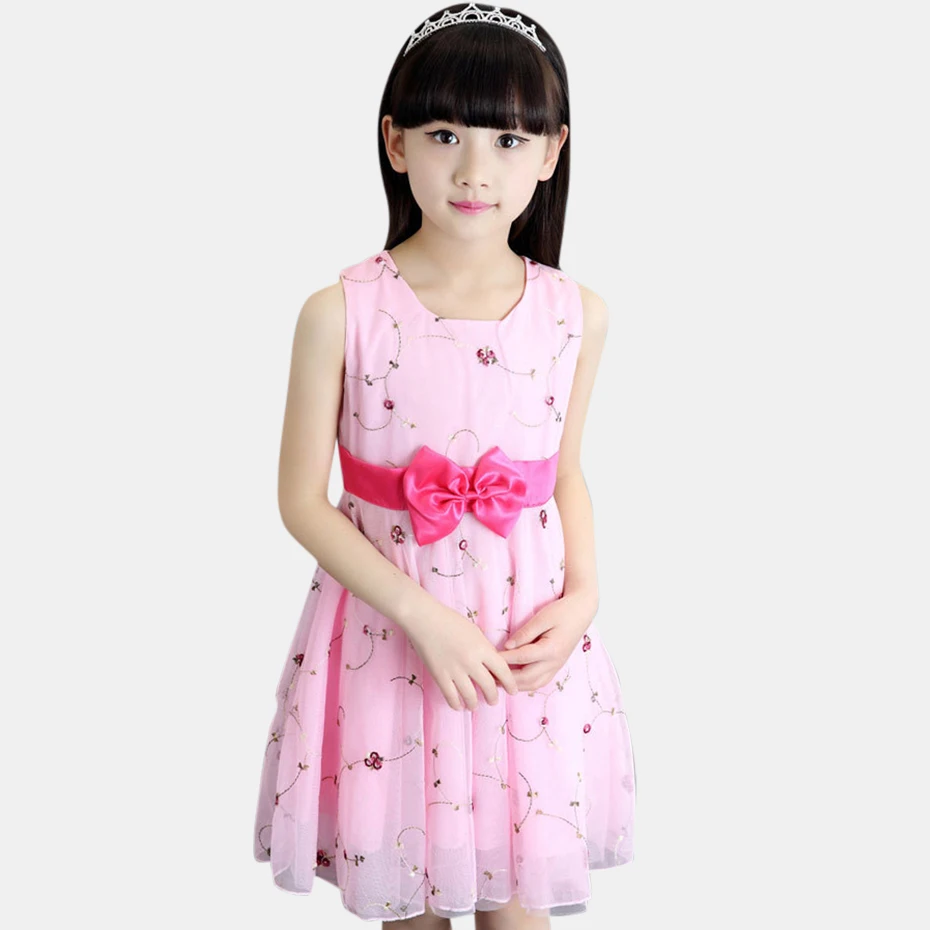 

Girls Princess Dress Floral Mesh Children's Dresses Bow Dresses Kid Girls Teenage Children's Clothing For Girl 4 6 8 12 Years