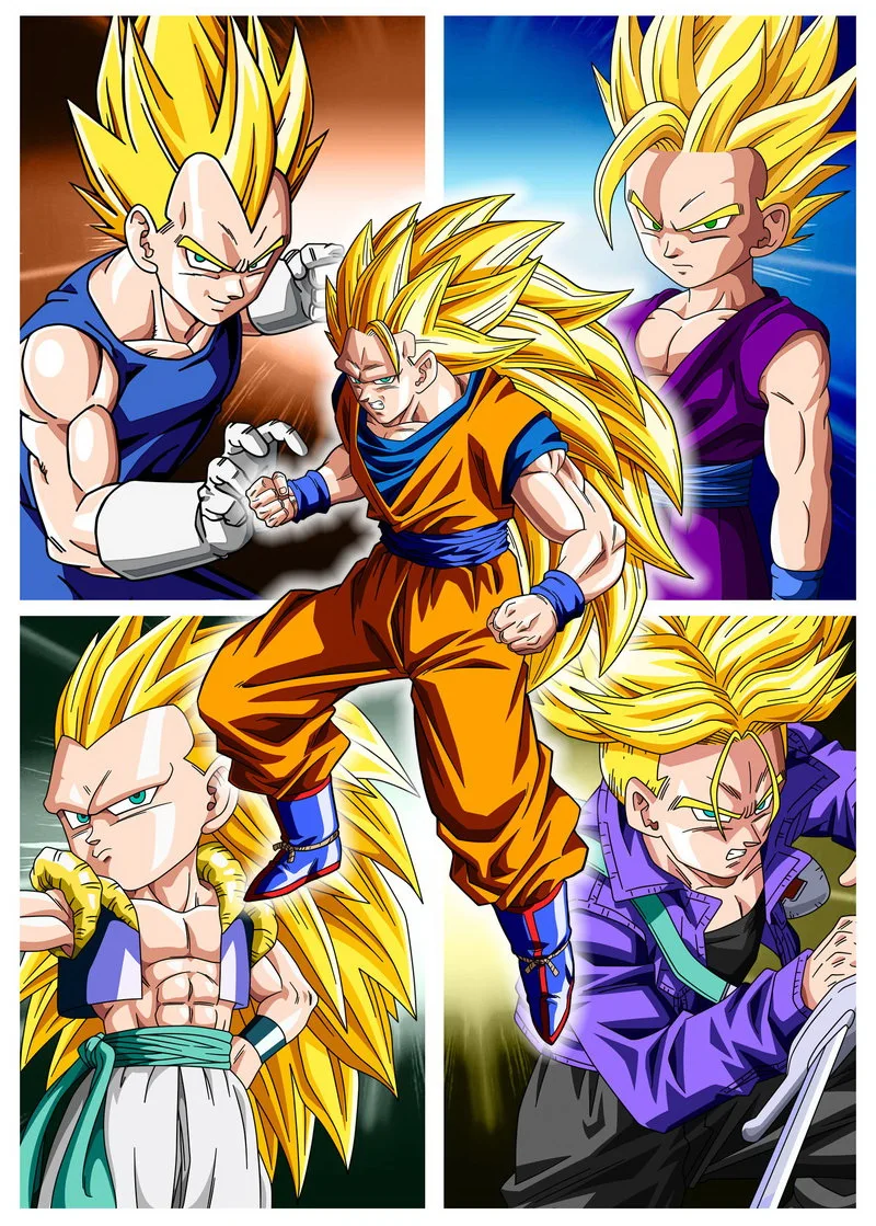 Qunexc Goku Gohan Goten Trunks Vegeta Gotenks Seda Del Arte Del Cartel 