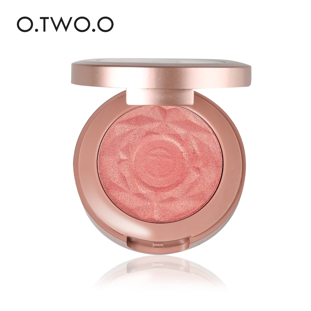 

O.TWO.O Shimmer Blusher With Brush Makeup Flower Palette Long-Lasting Face Check Best Blush Pink Orange Red Color Maquiagem