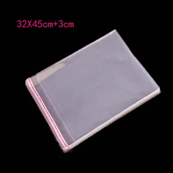 

100pcs 32 x 45cm+3cm Crystal Clear Opp Cellophane Transparent Plastic Packaging Bags