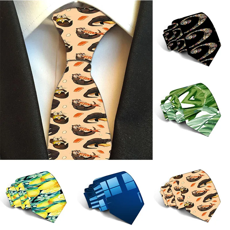 

2019 New 8 cm 10 Styles Printed Blue Floral Ties For Men Polyester Men's Tie Necktie for party Wedding Accessories 5S-LD26
