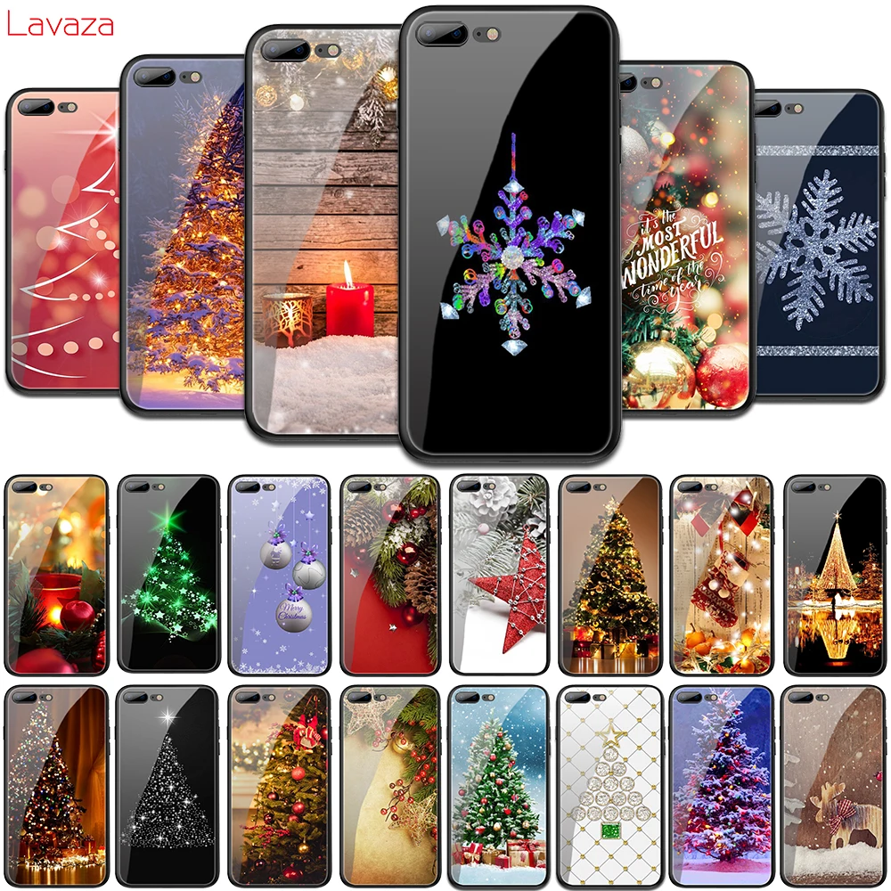 Lavaza Christmas Holiday Tree New Year Tempered Glass Soft Cover for iPhone 6 6S 7 8 Plus 5 5S SE XR X XS 11 Pro MAX Case | Мобильные