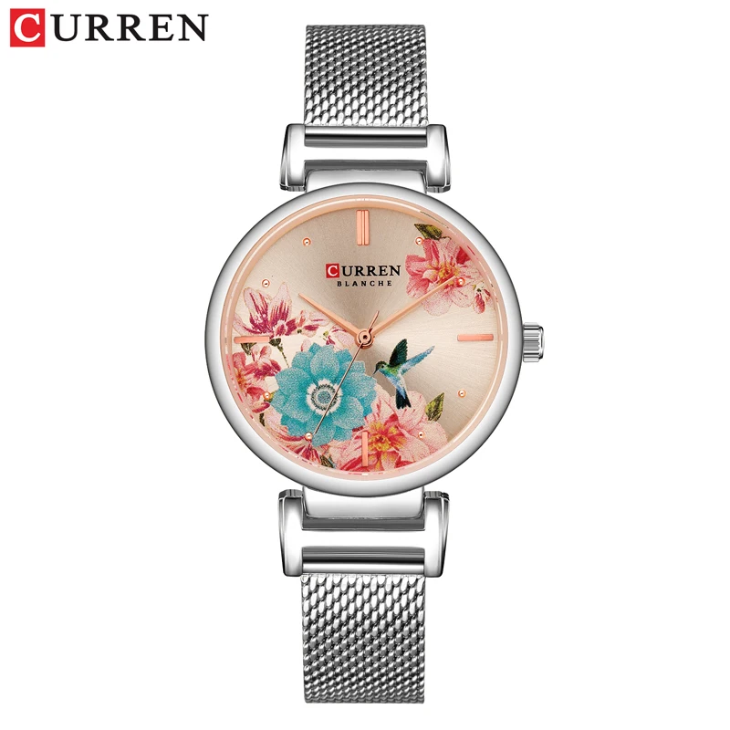 

CURREN Women Analog Quartz Watches Lady Simple Luxury Watch Ladies Stainless Steel Mesh Belt Wristwatch Fashion Waterproof Clock