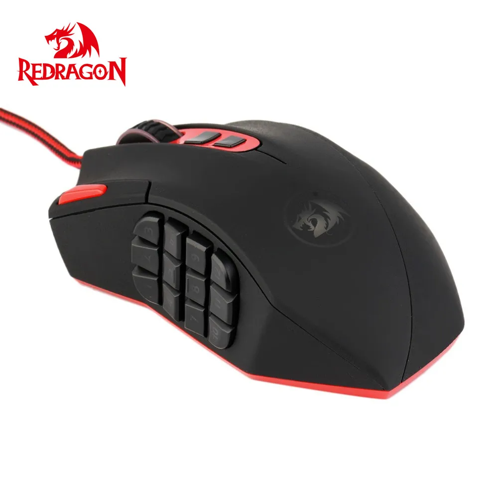 ФОТО REDRAGON 16400 DPI 19 Button Adjustable Optical Mechanical Gaming Mouse Programmable USB Wired Mice Competitive Game Mouse
