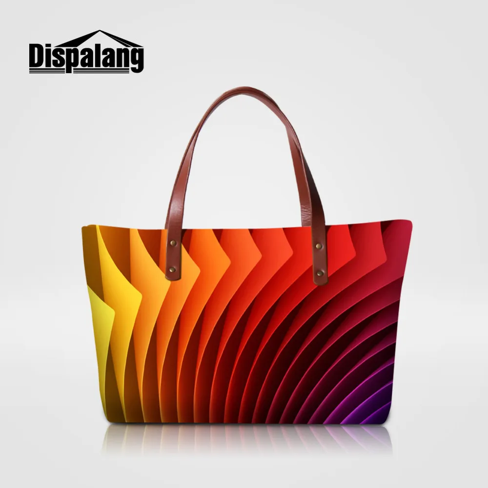 Us 34 65 Dispalang Brand Luxury Womens Handbags Striped Colourful Print Female Shoulder Bags Large Tote Top Handle Bag Messenger In