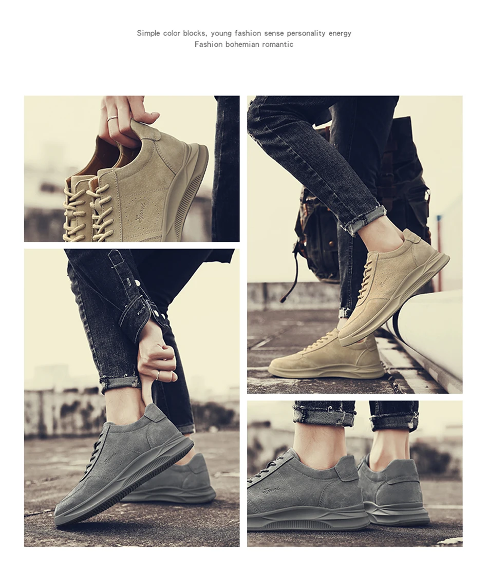 Мужская обувь; Повседневная дышащая обувь из натуральной кожи на шнуровке в стиле ретро; Мужская водонепроницаемая удобная обувь на плоской подошве серого и желтого цвета для мужчин