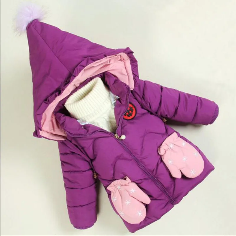 

Girls winter outerwear 2019 children fashion solid color thicken warm cotton hooded jacket for girls casual sports clothes
