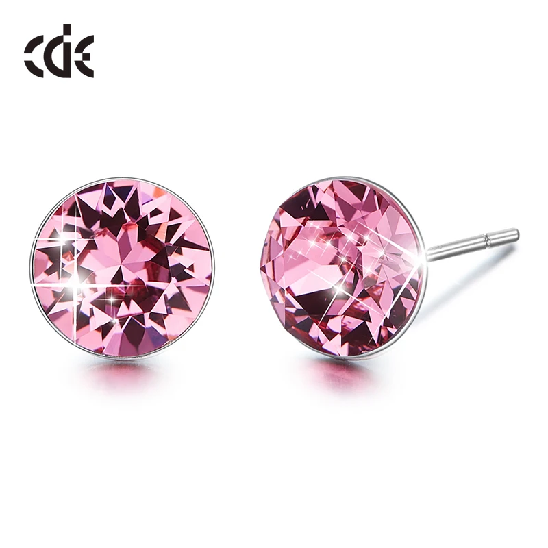 

CDE 925 Sterling Silver Earrings Embellished with crystals from Swarovski Round Geometric Stud Earrings For Women Ear Jewelry