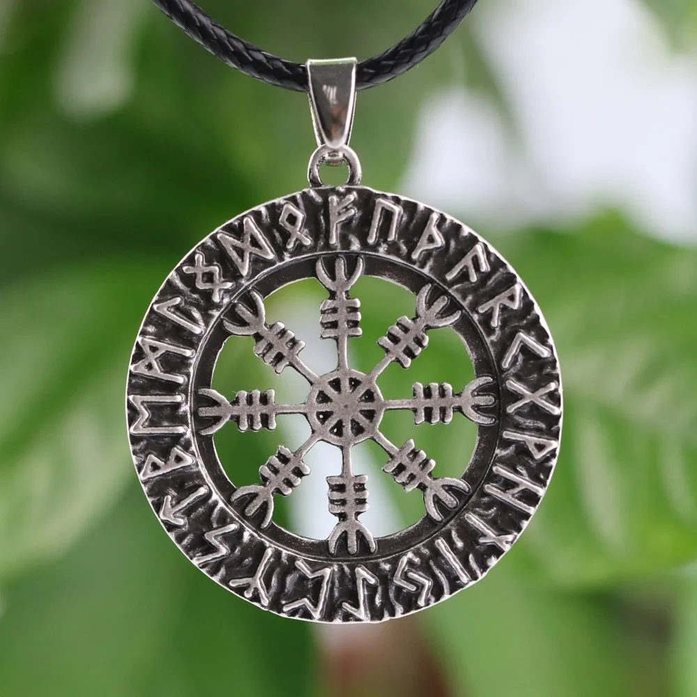 LANGHONG 10 шт. норвежский викинг Рунический амулет кулон ожерелье Vegvisir подвеска с компасом Рунический нордический талисман Подвеска Ожерелье