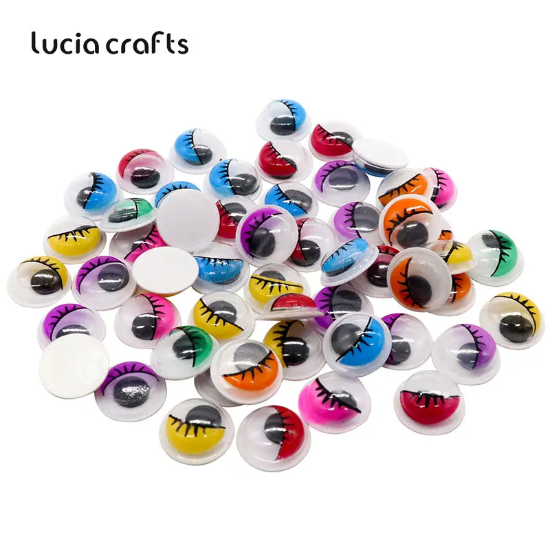 Lucia crafts 50 шт. 10 мм с ресницами Googly Wiggly Eyes самоклеящиеся пластиковые глаза скрапбук для кукольных игрушек аксессуары K0805 - Цвет: Mixed color 50pcs