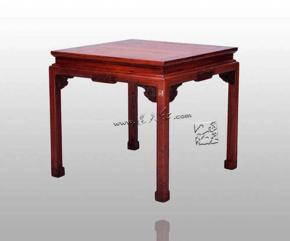Chinese Antique Redwood Mahogany Tables Classical Solid wood Square Desk Living Dining Room Rosewood Furniture Annatto 4 8 Seats