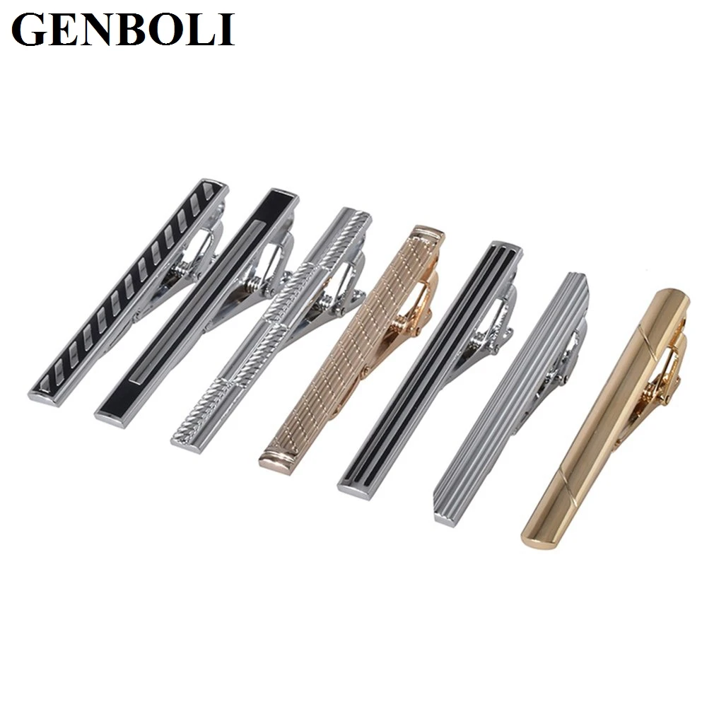 7PCS Tie Clips Alloy Men Gifts Engraved Ties Clip Set For Wedding