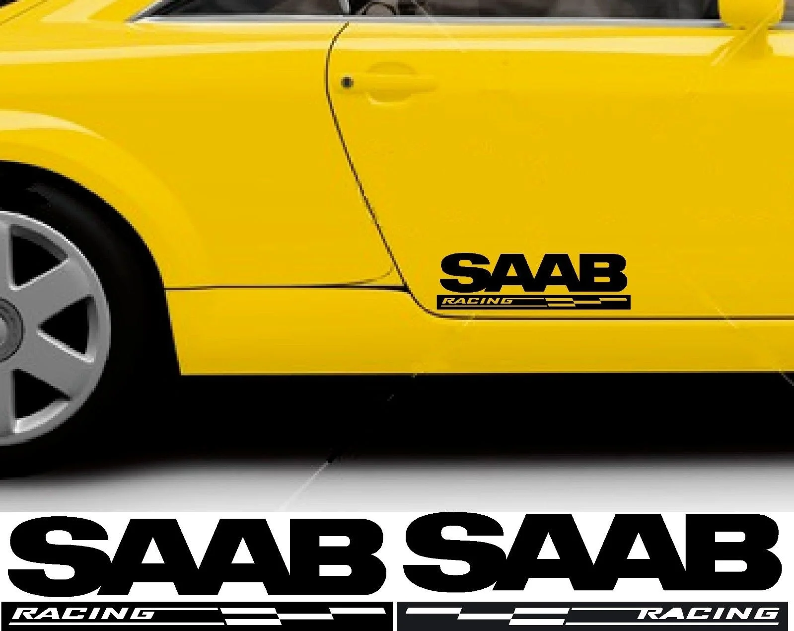 For 2Pcs/Pair For SAAB RACING CHECKS Body Panel CAR DECAL STICKER
