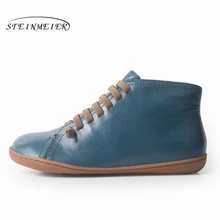 Men Winter Snow Boots Genuine leather Ankle Spring flat Shoes Man Short Brown Boots With Fur 2019 for men lace up boots