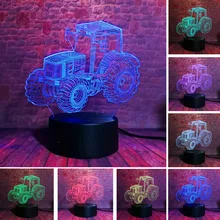 Креативный 3D динамический Трактор Автомобиль 7 цветов Изменение USB настольная лампа пульт дистанционного управления Сенсорная база Дети День рождения Рождество игрушка автомобиль подарок
