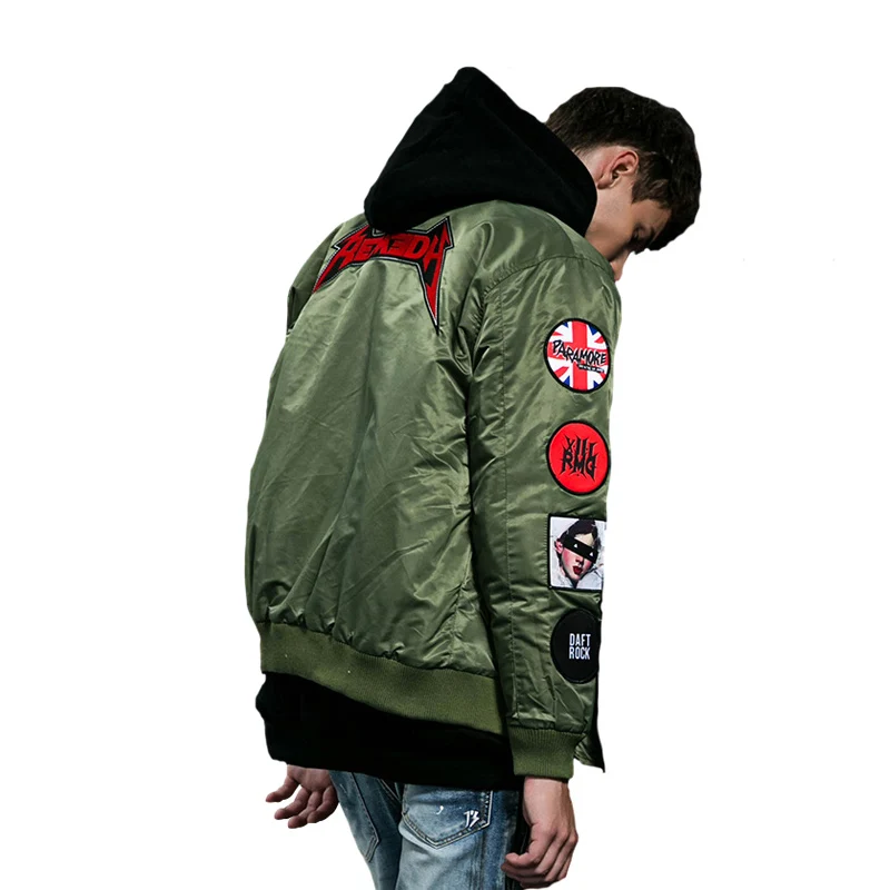De Black Musique Vol Bomber Personnalité Badge Veste Hiver Survêtement green Manteau Hommes Haute Vestes Pour QualitéRock red Épais femmes 34RjAq5cL