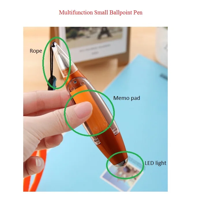Креативная новая многофункциональная шариковая ручка, с блокнотом, светодиодный фонарь, веревка, может добавить логотип для большого количества