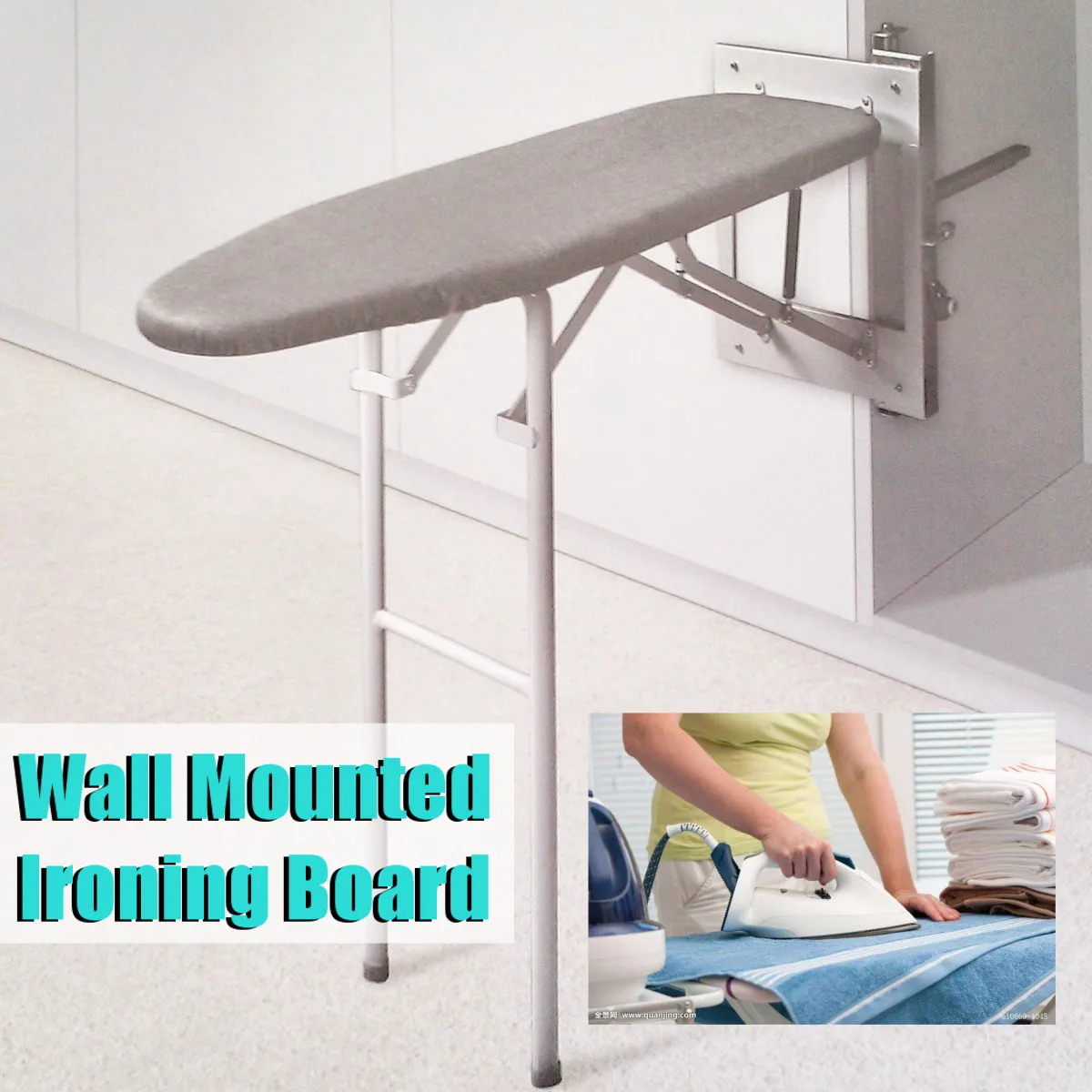 

Wall Mounted Ironing Board Space Saving Solution Laundry or Kitchen Home Tool