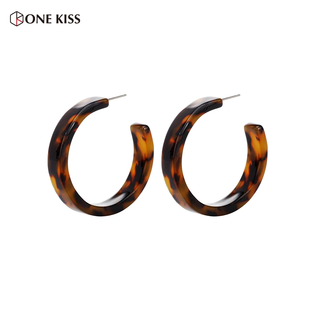 

Trendy Minimalist Round Circle Earrings Women Bohemia Charm Acrylic Resin Hoop Earring Leopard Open Hoops Femme Party Jewelry