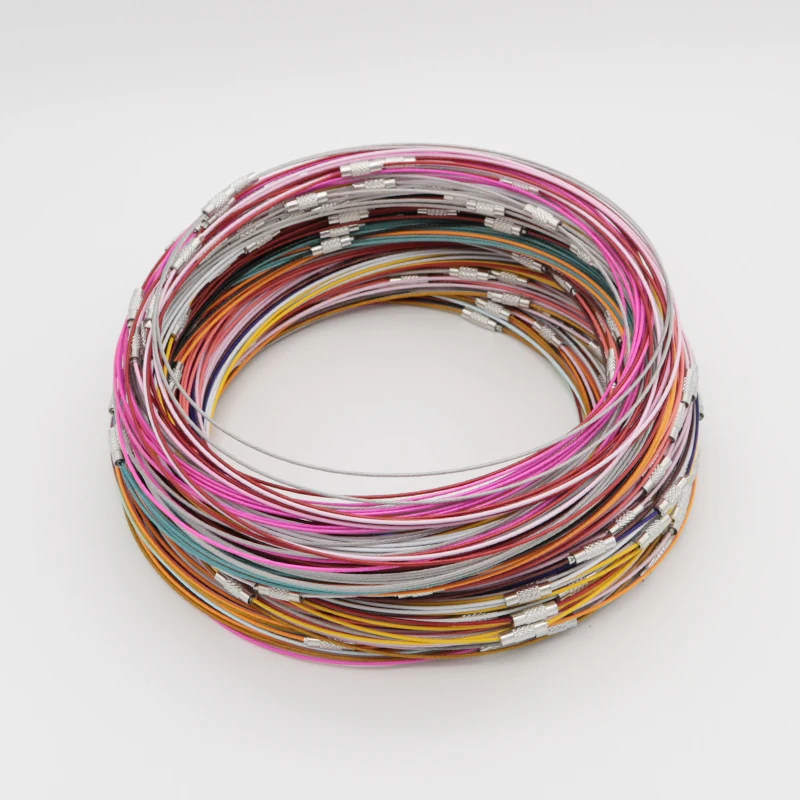 10pcs/lot 18" Mixed Color Man Woman's Stain Steel Necklace Wire Cable Cord Rope Choker DIY Jewelry Making Turnbuckle