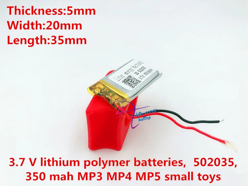 

3.7V lithium polymer battery 502035 052035 3.7V 350MAH small toys MP3 MP4 MP5 recorder battery