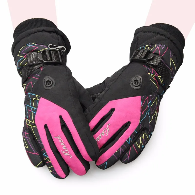 5 цветов зимние женские лыжные перчатки Сноуборд перчатки Снегоход Мотоцикл зима для катания на лыжах, верховой езды альпинистские водонепроницаемые лыжные перчатки