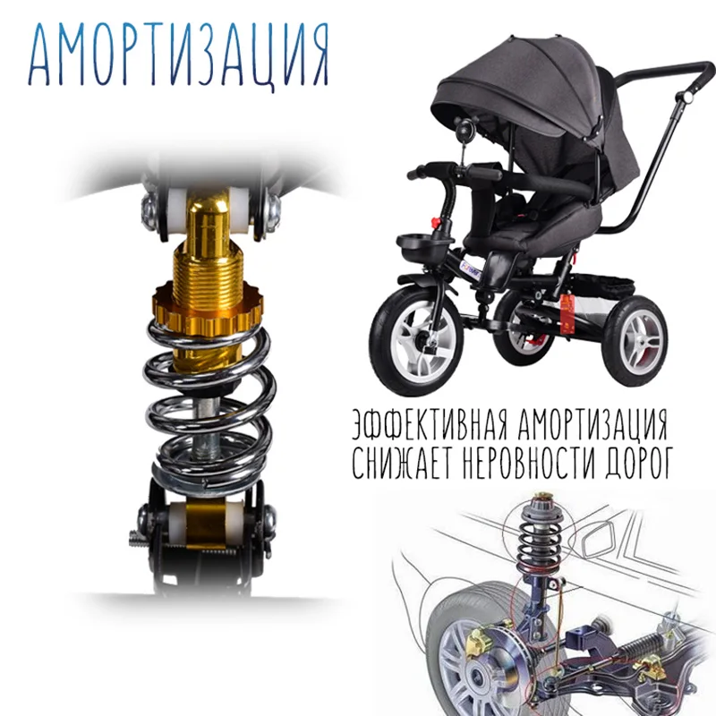 Voondo детская коляска велосипед Многофункциональный трехколесный подходит для 6