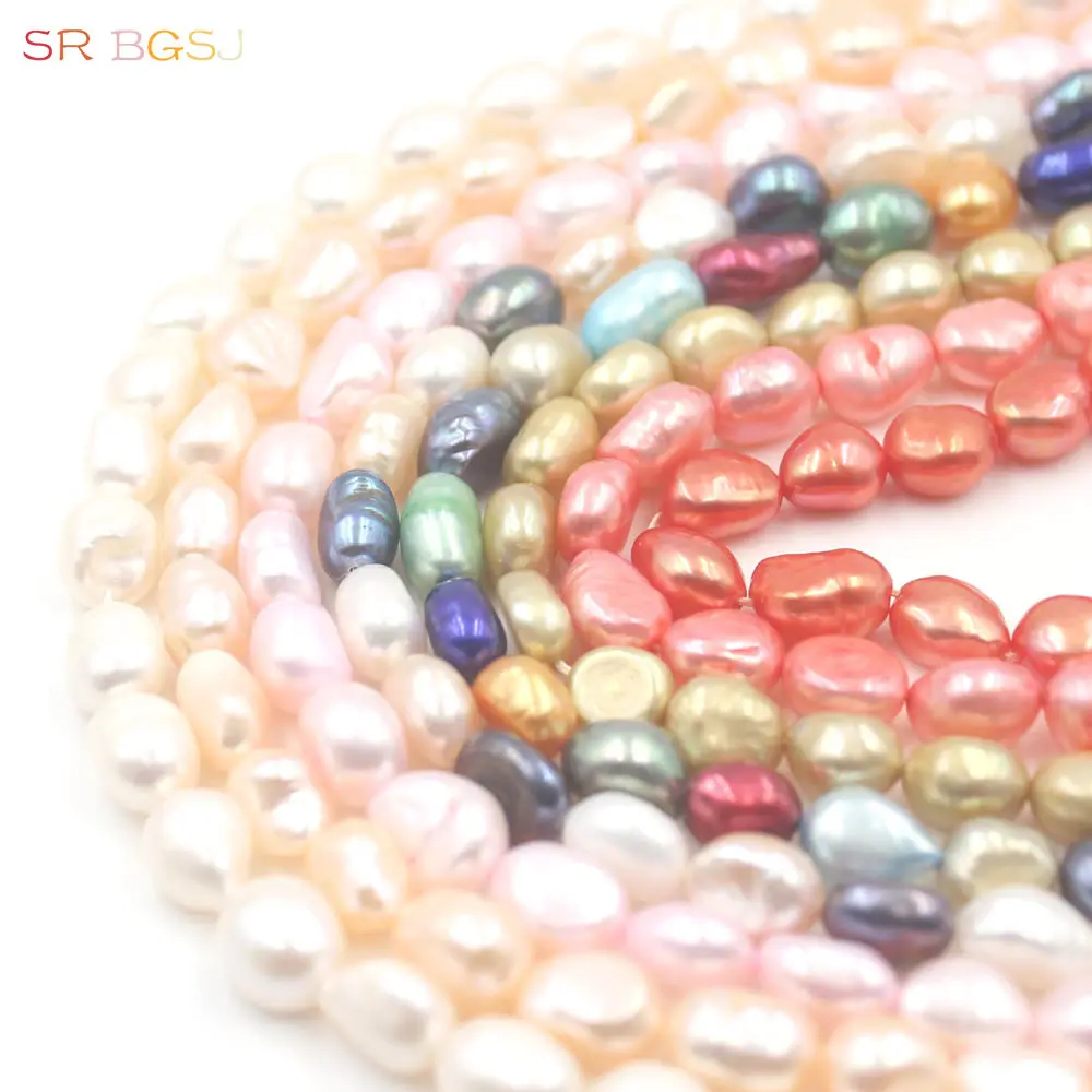 

Free Shipping Select by Color 8x10mm Irregular Freeform Shape Natural Freshwater Pearl Loose Beads For Jewelry Making Strand 15"