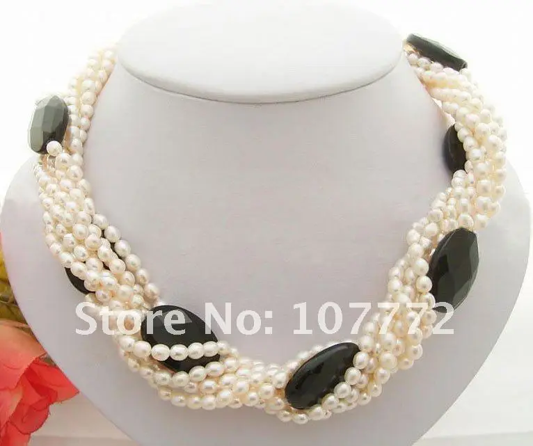 

Genuine 8 strands Pearl&Onyx Necklace