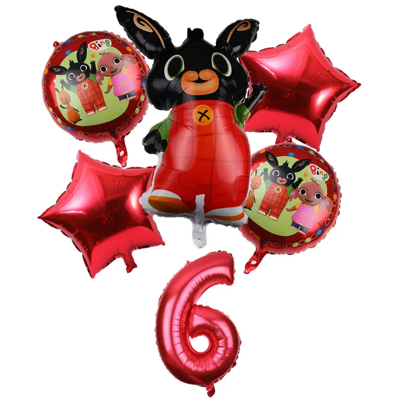 

6pcs Big Bing Bunny Foil Balloon Cartoon Rabbit Balloons 32inch Number Baby 1 2 3 4 5 6 7 8th Birthday Party Decor Supplies Toys
