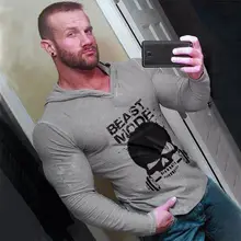 OA Мужской пуловер с капюшоном и черепом, бодибилдинг, тренировка, длинные рукава, дышащие, облегающие, Толстовки, Толстовки